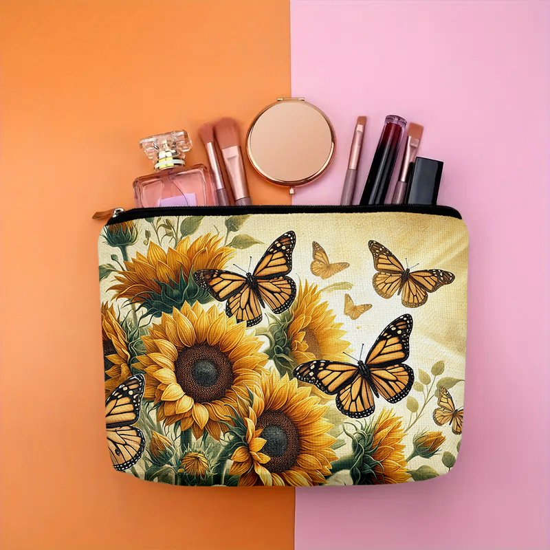 Women Bags Zip - Un sac de maquillage tournesol et