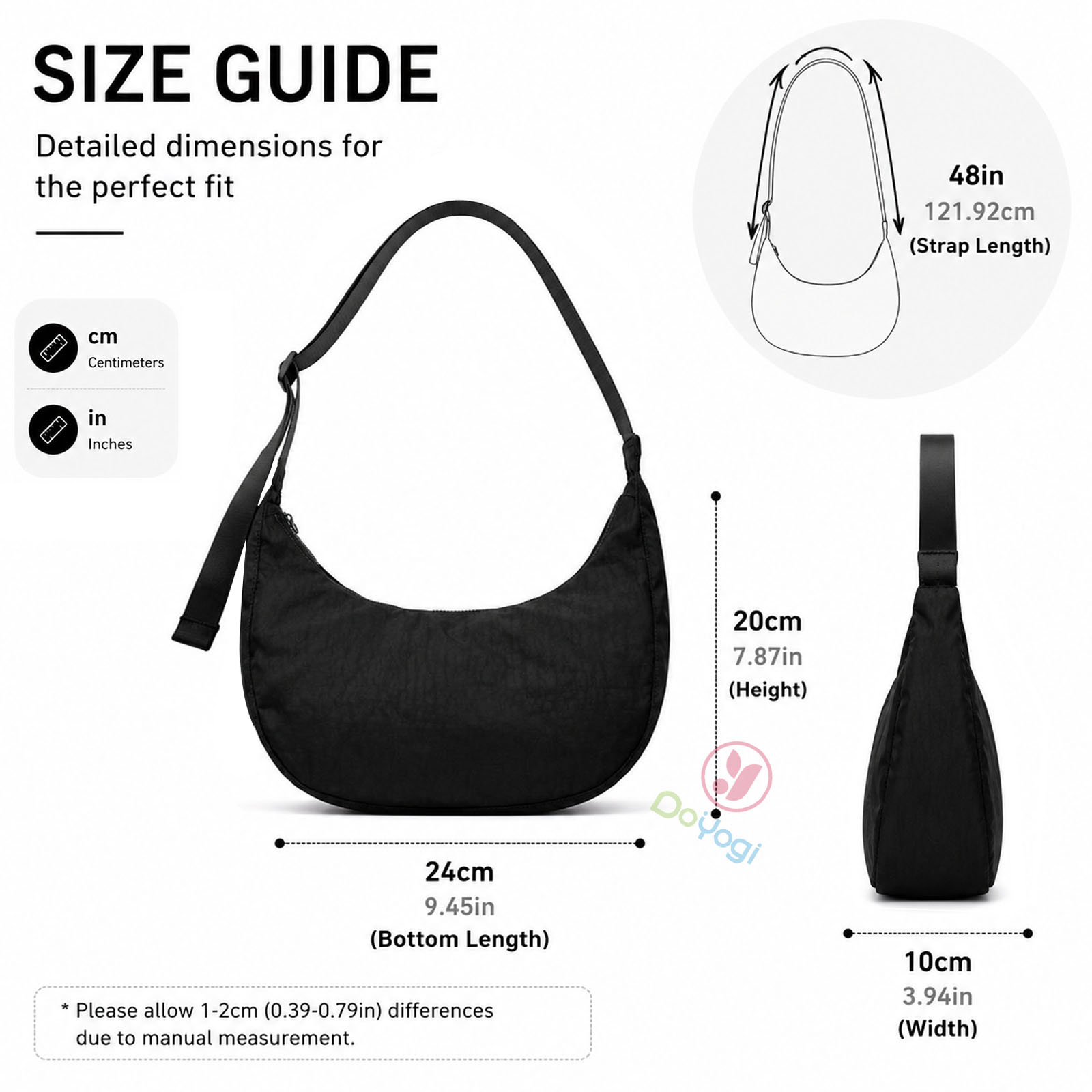 Sac demi-lune en nylon de tail - Women Bags Zip avis et prix